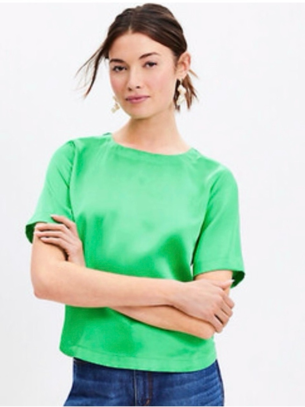 Ann Taylor Green Satin Top-NWT